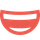 Un visage souriant rouge et blanc avec un sourire dessus.