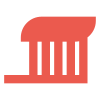 Une icône de brosse à dents rouge sur fond blanc.