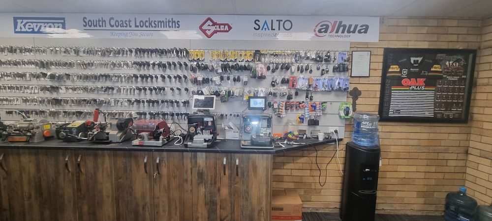 A Store With a Lot of Keys on the Wall and a Counter — South Coast Locksmiths in Helensburgh, NSW