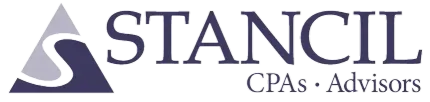 Stancil CPAs & Advisors logo with purple stylized “S” icon and gray text on white background