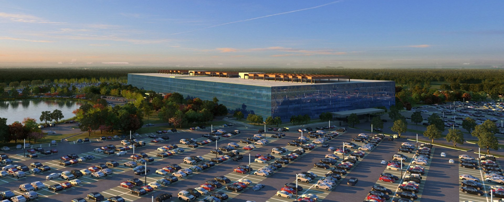 Bell Works building and parking lot