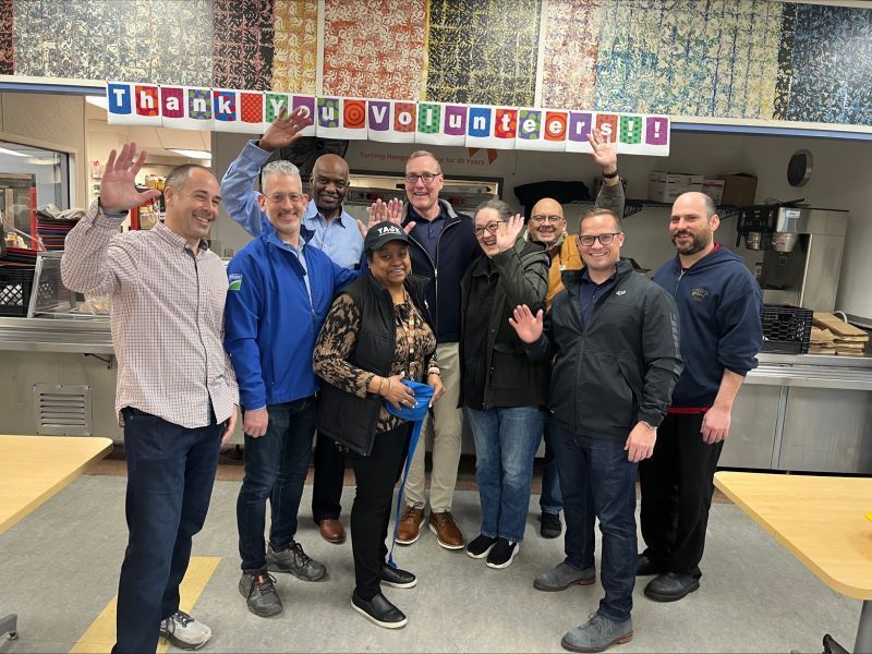 Principal Collins and CBC group volunteering at Trenton Soup Kitchen