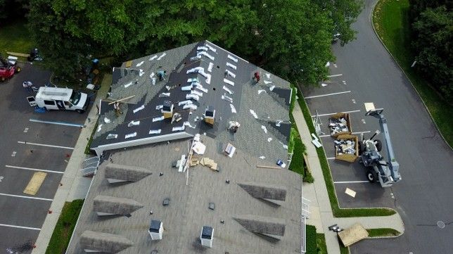 Roof replacement on residential building