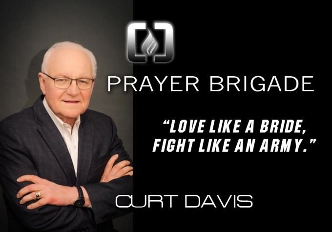Prayer Brigade ad with Curt Davis. Davis in suit, arms crossed, quote: 