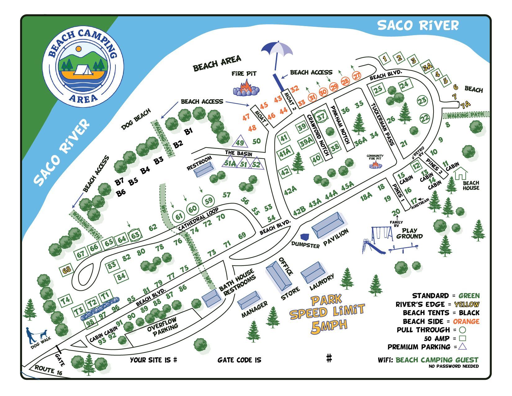 A map of the saco river camping area