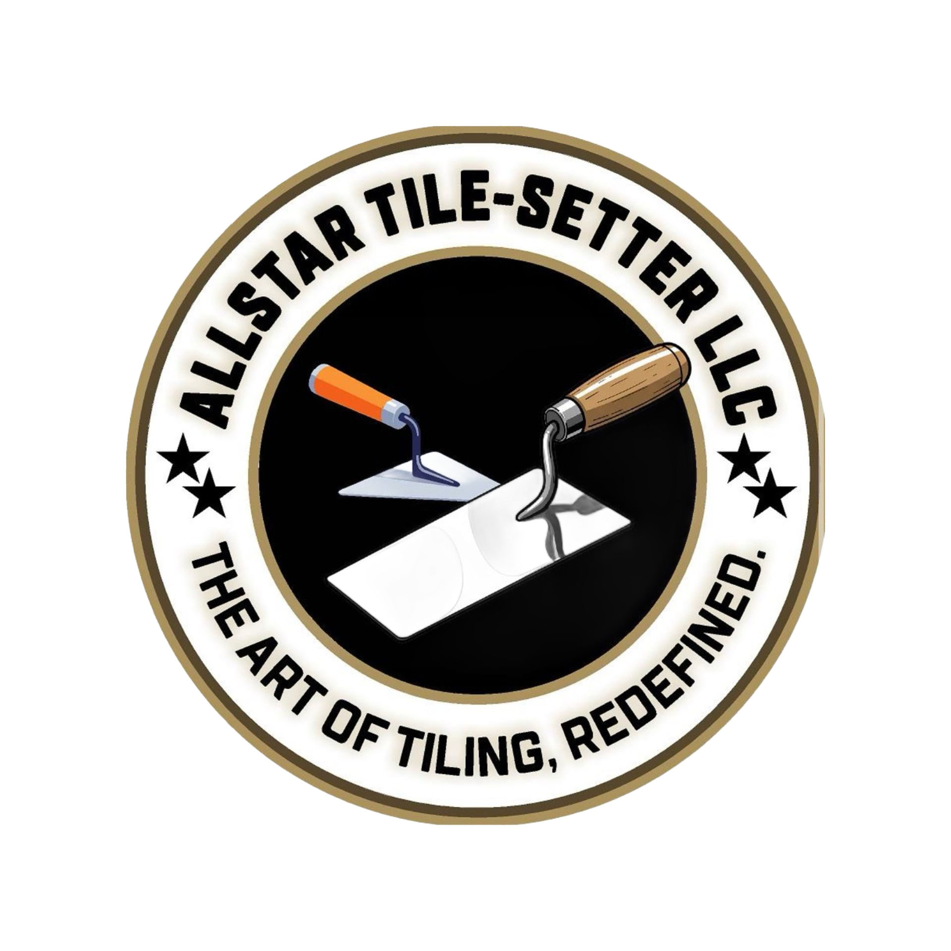 Logo for Allstar Tile-Setter LLC: a circular badge with tiling trowels and text 