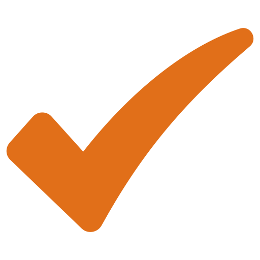 Orange check mark.