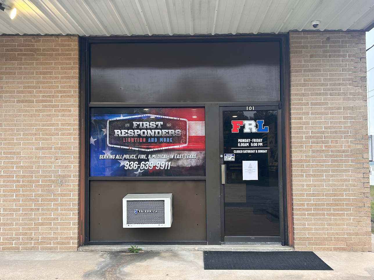 Storefront with sign