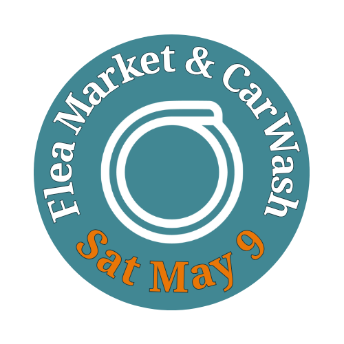 Badge to advertise Car Wash and Flea Market