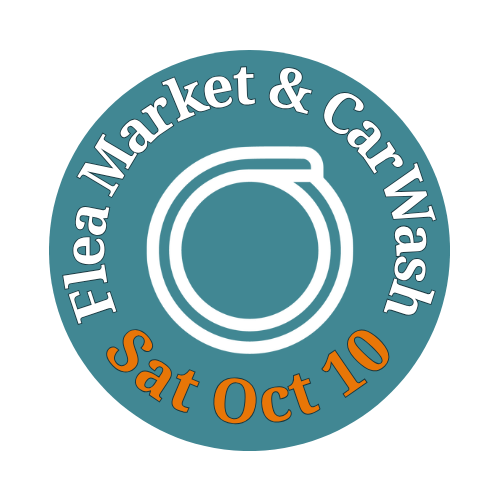 Badge to advertise Car Wash and Flea Market