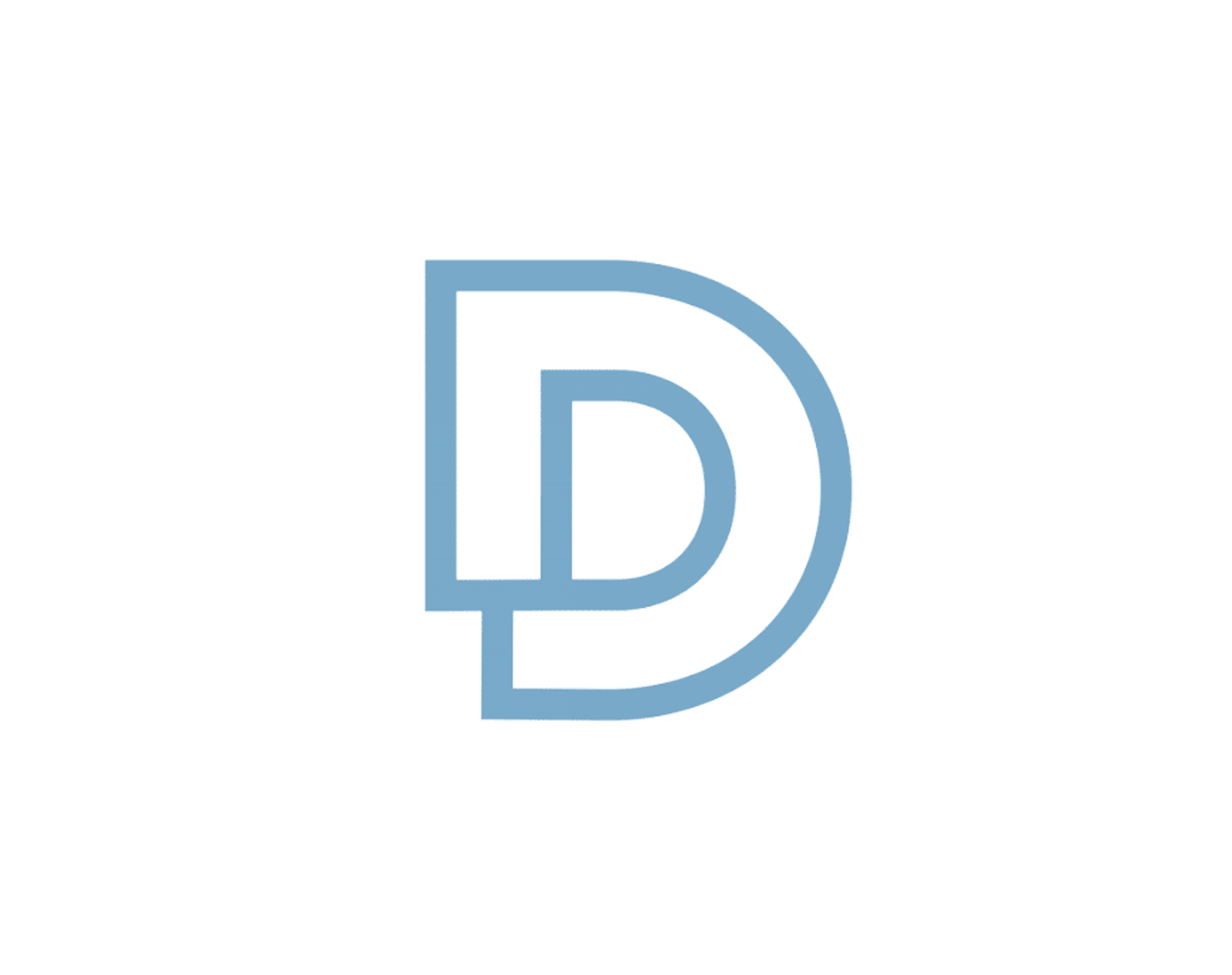 A blue letter d is on a white background.