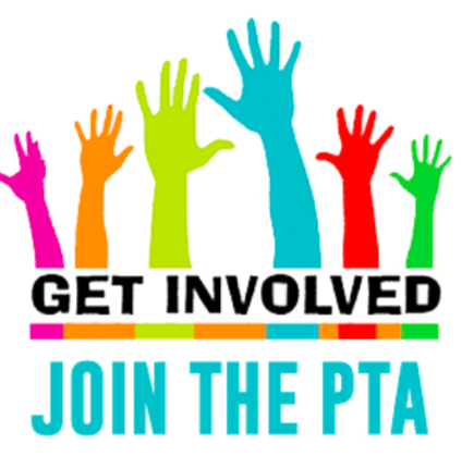A sign that says get involved join the pta