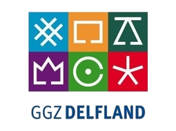 Een logo voor ggz delfland wordt weergegeven op een witte achtergrond