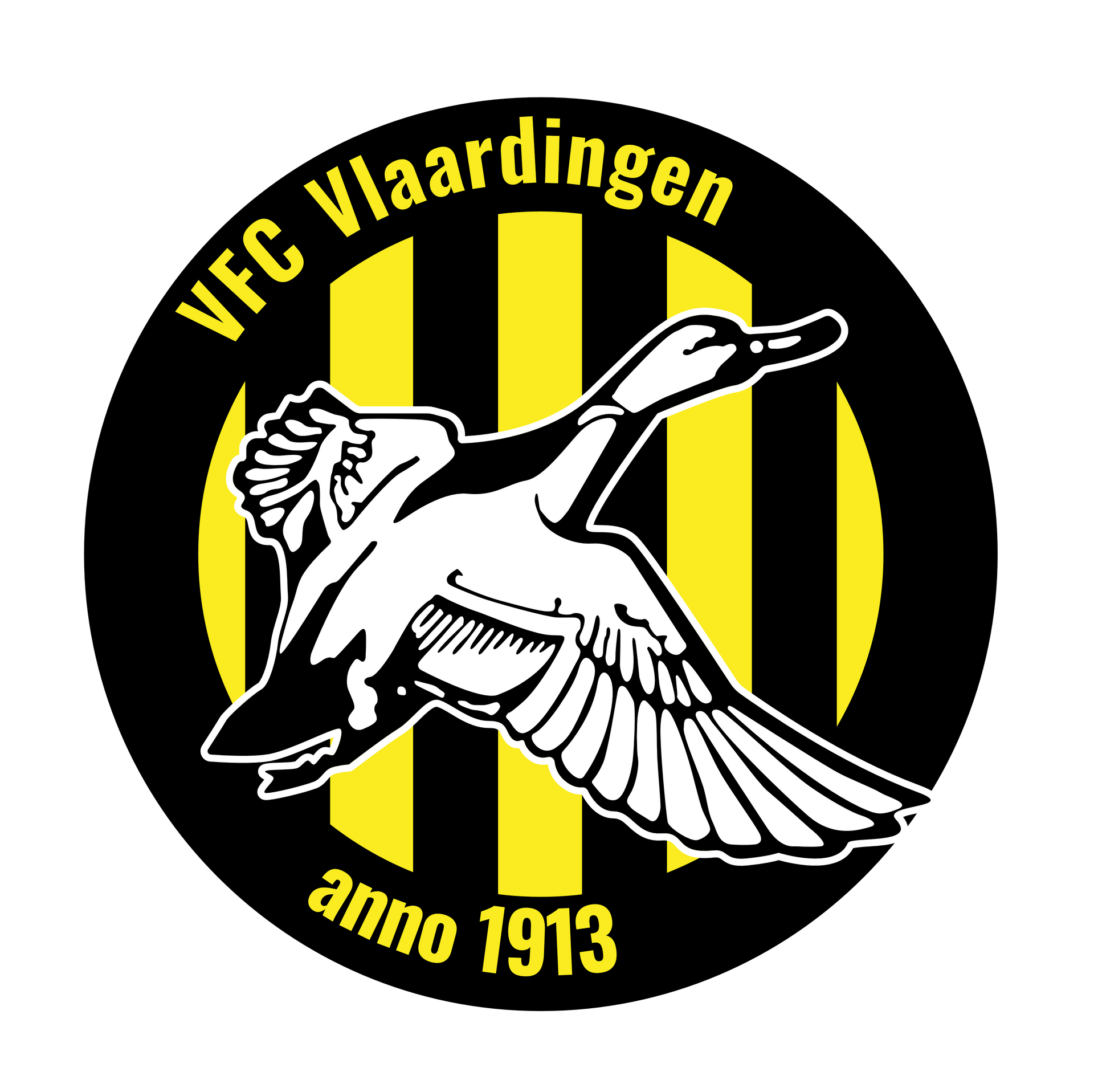 Een zwart-geel logo voor vfc vlaardingen anno 1913