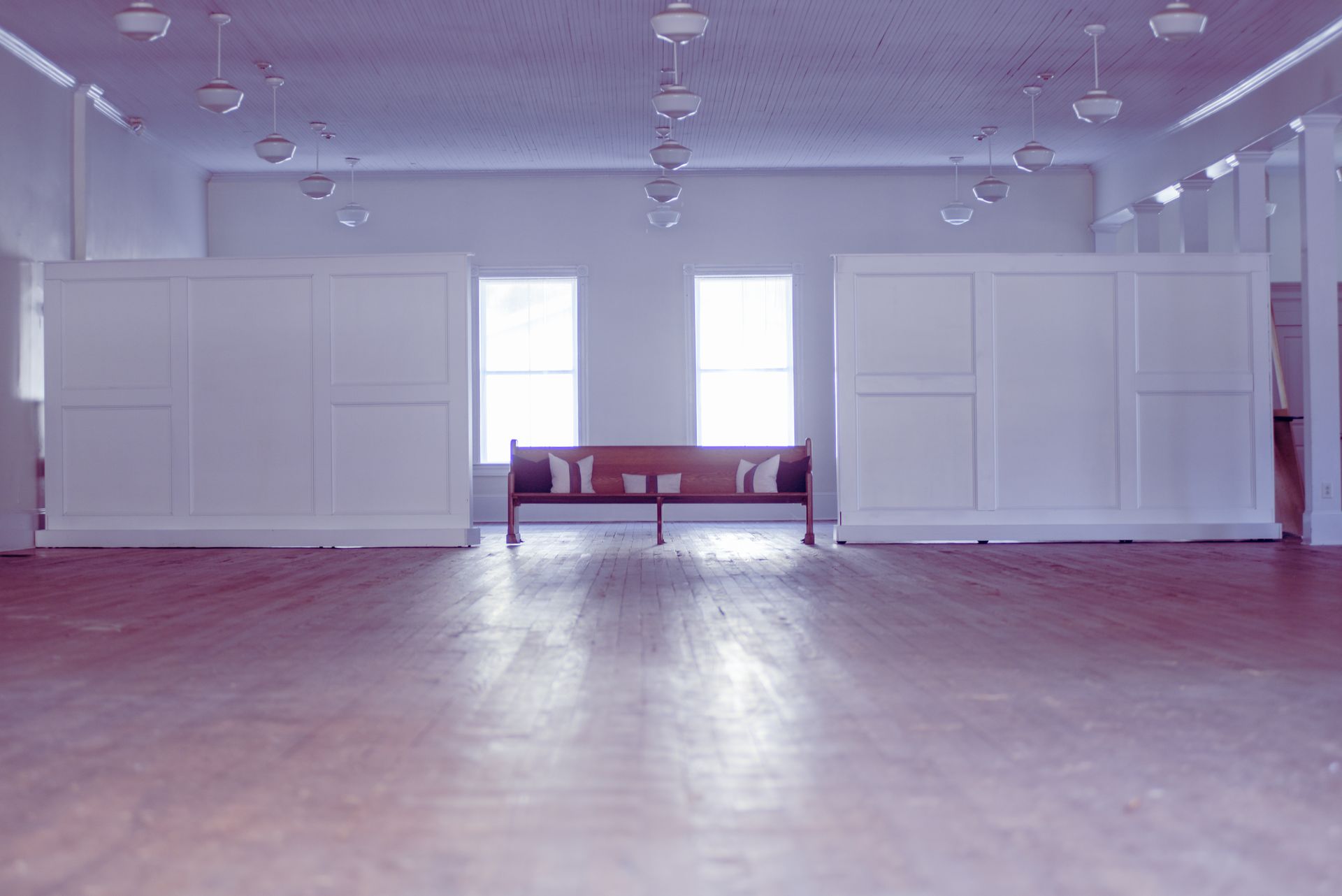 The Grand Hall wedding and event space with natural light at The R.F. Strickland Co. in Concord, GA.