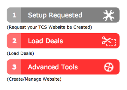 A red and gray setup requested button that says 