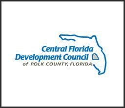 The logo for the central florida development council of polk county , florida.