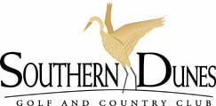 The logo for southern dunes golf and country club with a duck on it.