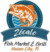 A logo for a fish market and grill in haines city , florida.
