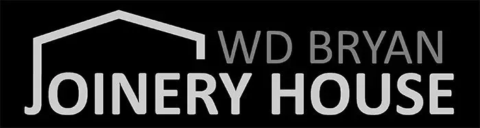 WD Bryan Joinery House WD Bryan Joinery House logo in white on black background, with a roof outline above the text
