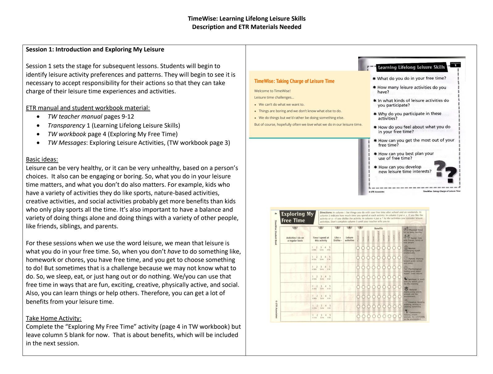Document with text and example images about Time4Learning, a curriculum program.