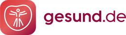 Das Logo von gesund.de ist ein roter Kreis mit einer Person darin.