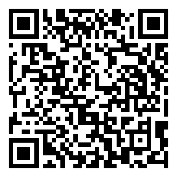 Ein schwarz-weißer QR-Code auf weißem Hintergrund.