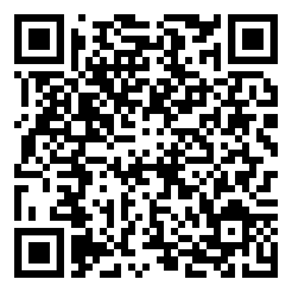 Ein schwarz-weißer QR-Code auf weißem Hintergrund.