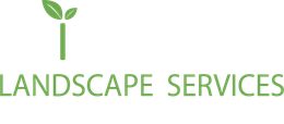 Business logo for Shiny Green landscape services has a green leaf on it.