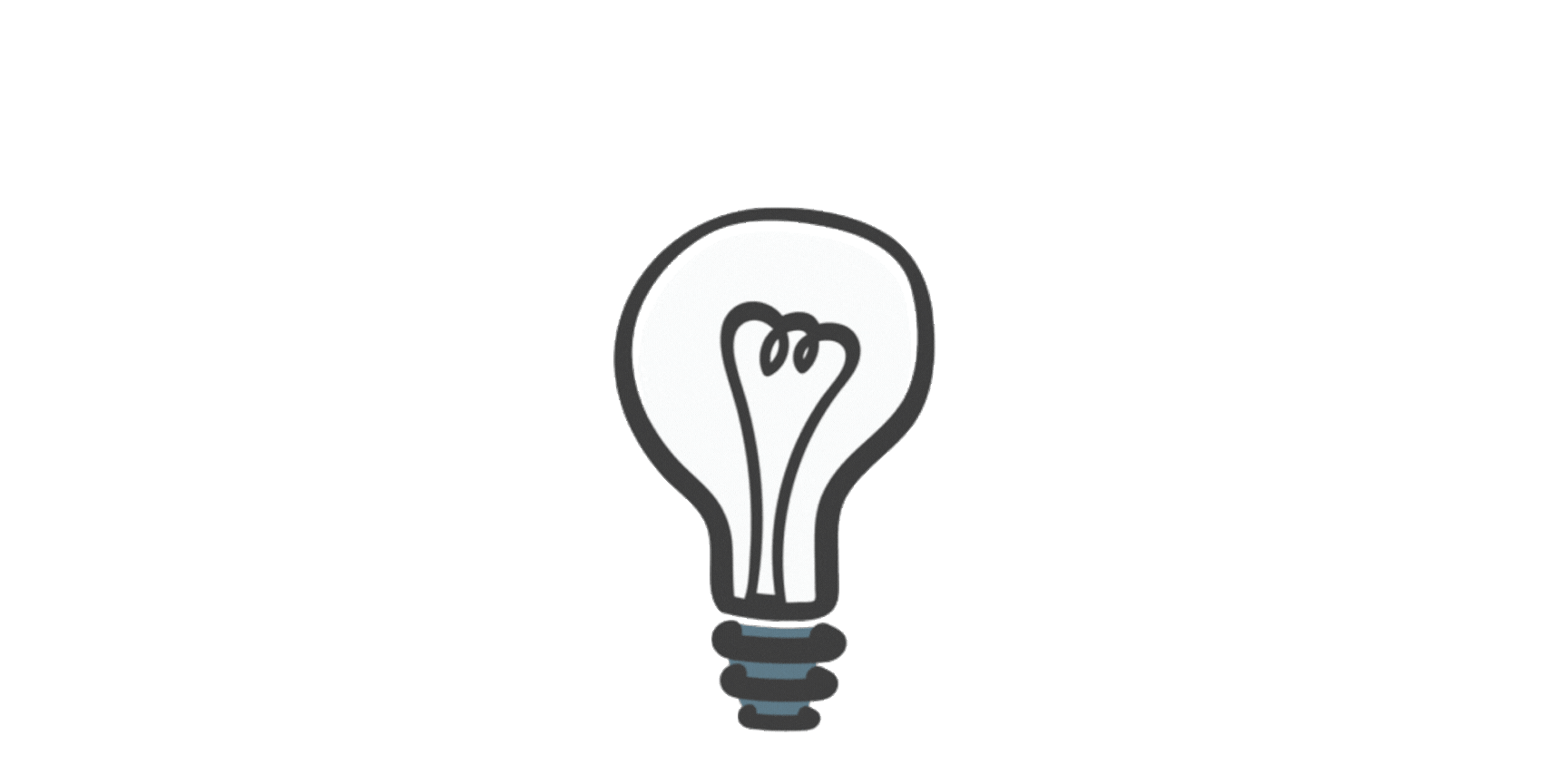 A drawing of a light bulb on a white background.