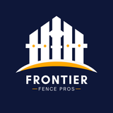 A logo for frontier fence pros with a fence