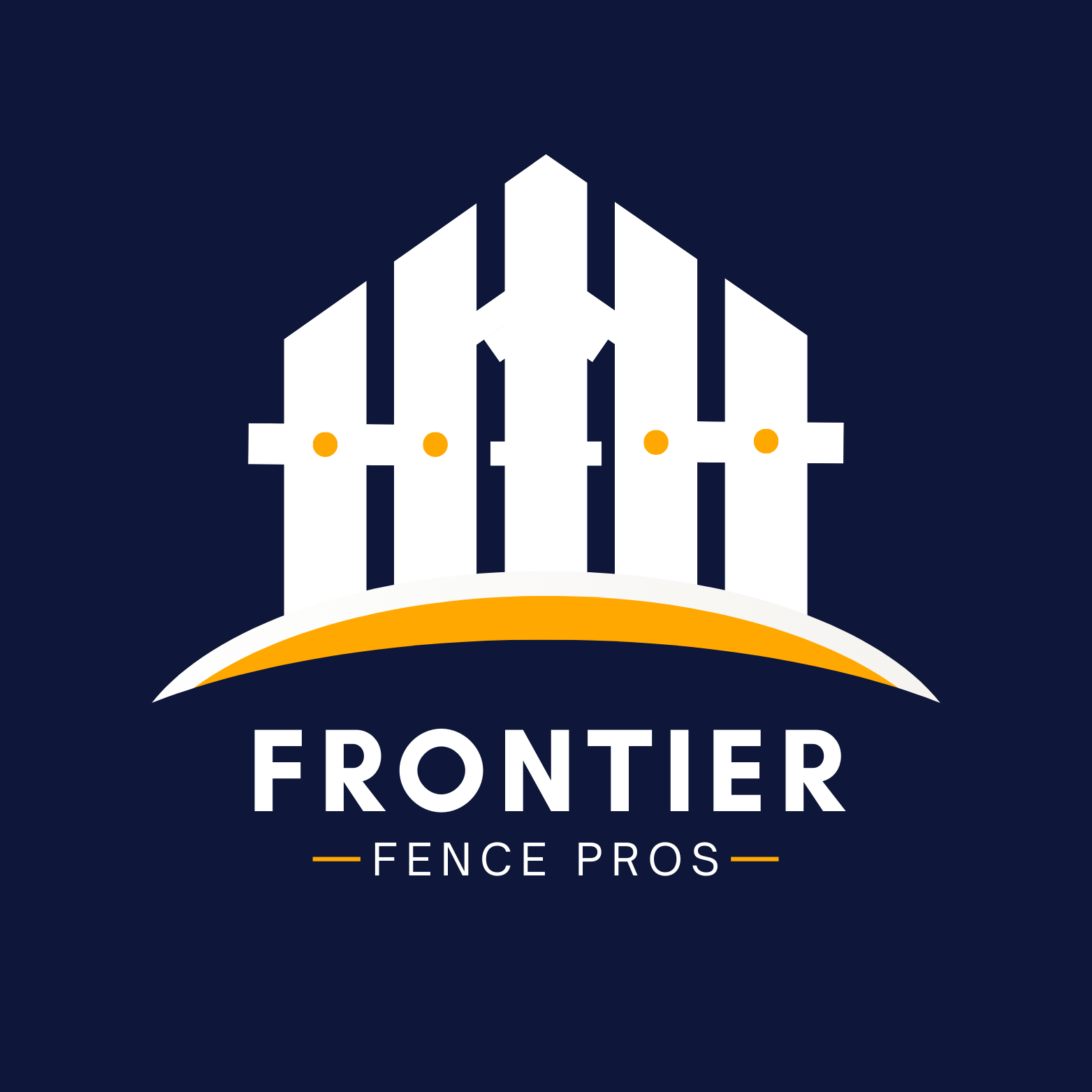 A logo for frontier fence pros with a fence