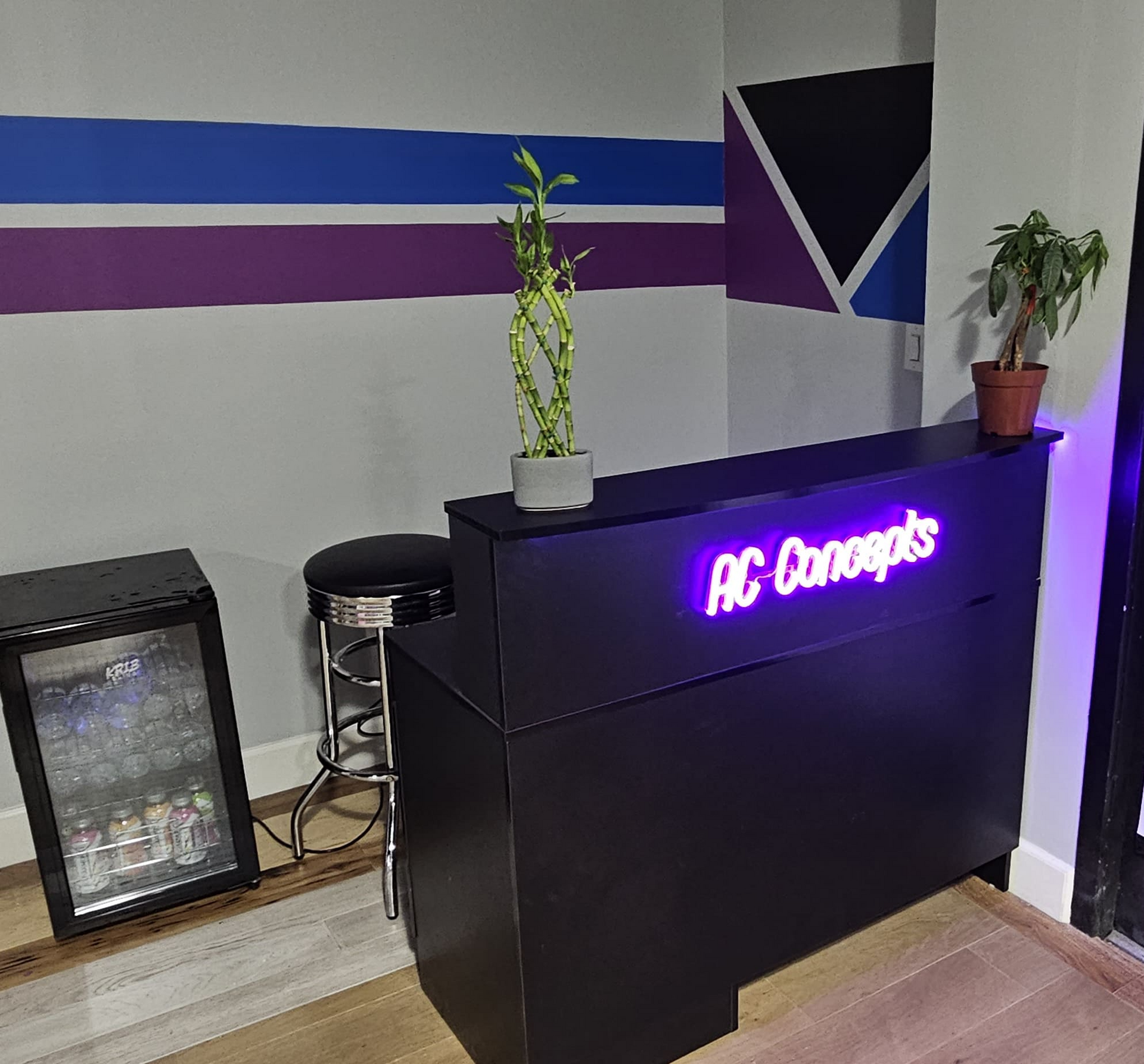 A reception desk with the word ag concepts on it