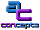Blue and purple stylized "AC" logo above the word "concepts" in purple.