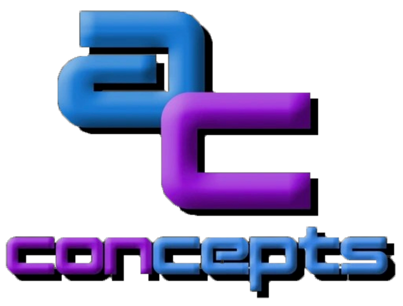 Blue and purple stylized "AC" logo above the word "concepts" in purple.