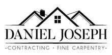 A black and white logo for daniel joseph contracting fine carpentry