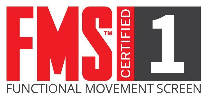 FMS Certified Functional Movement Screen logo with red, black, and white design and large “1” numeral