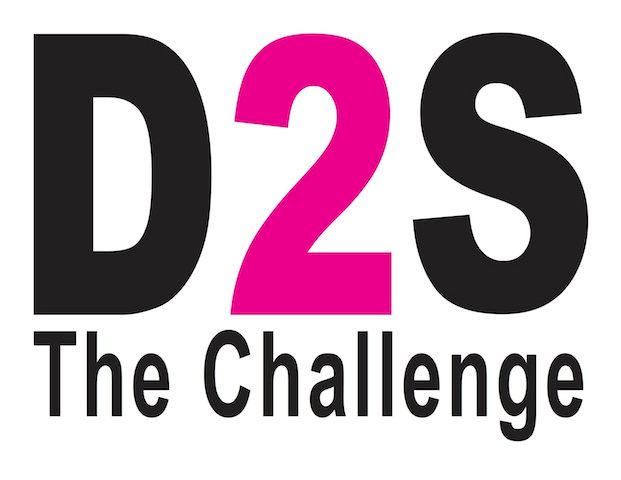 D2S The Challenge logo with black and pink text on a white background