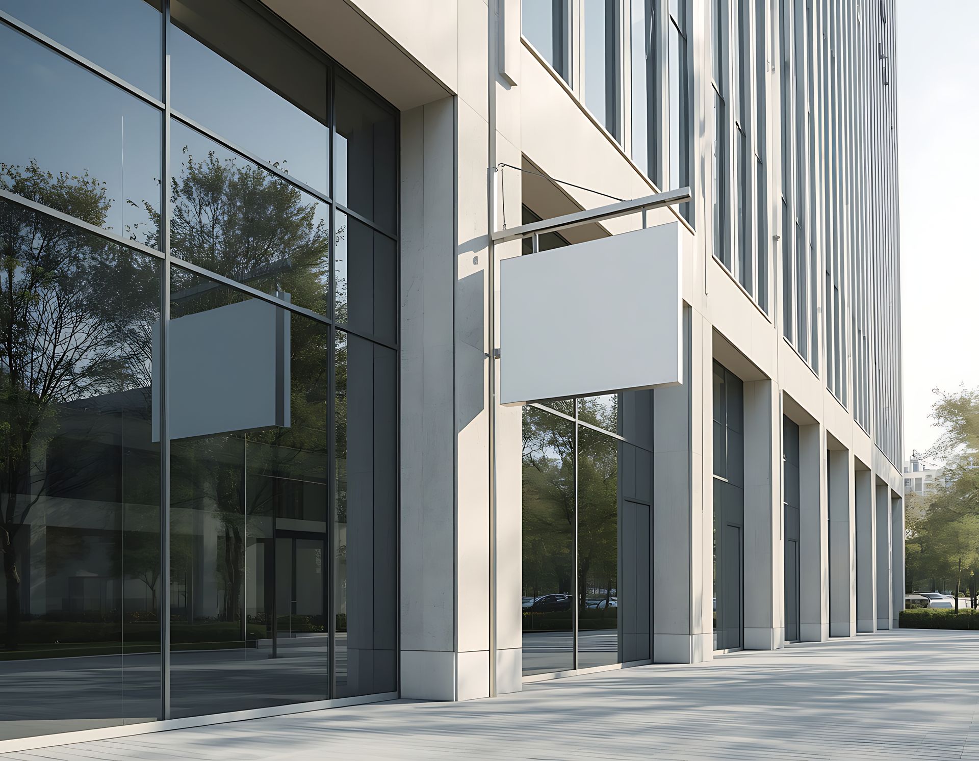 Commercial glass installation on a modern storefront