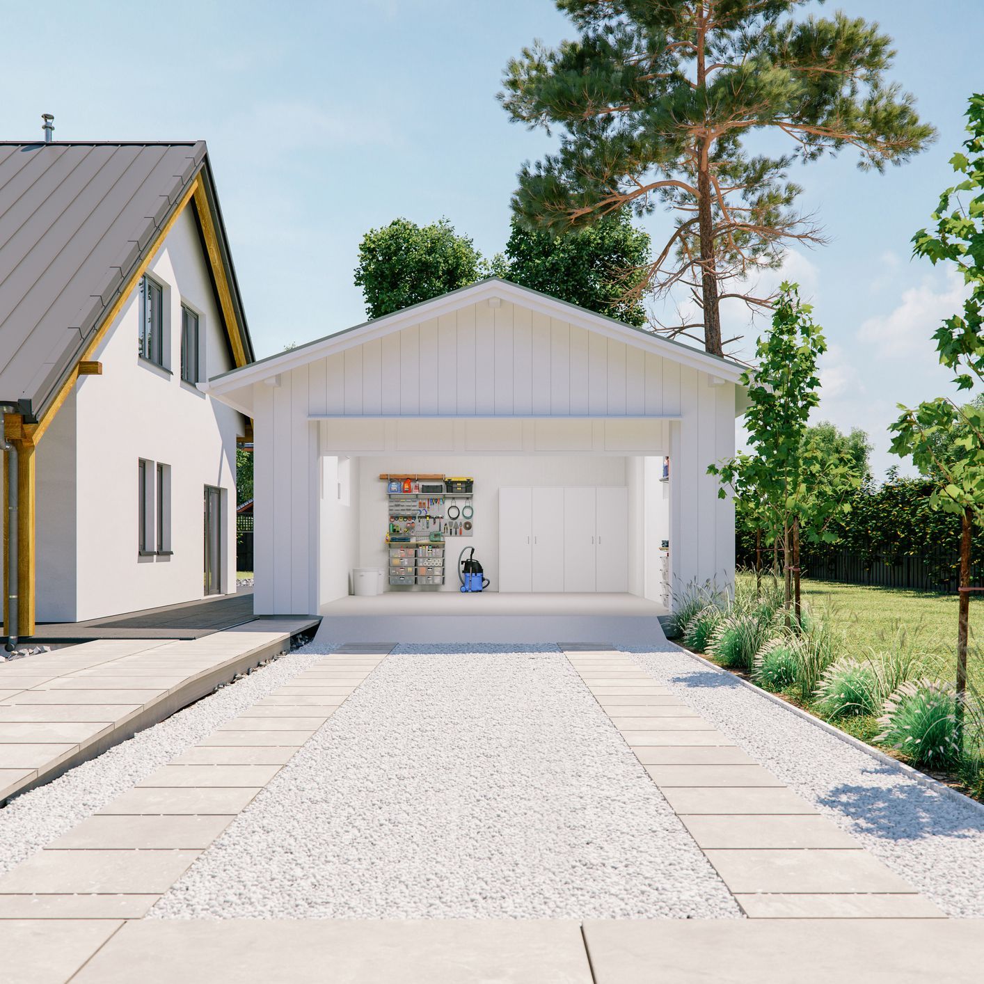 Empty White Garage — Grimes, IA — Top Gun Contractors of Grimes