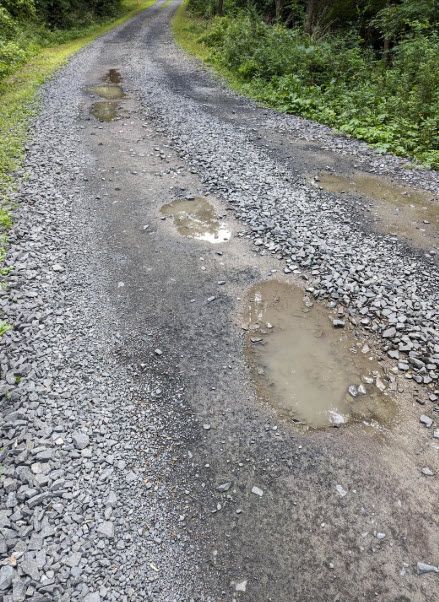 Potholes in a bad driveway