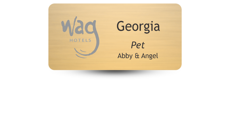 full-color logo name badge