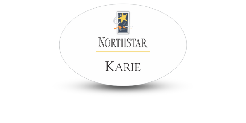 full-color logo business name badge