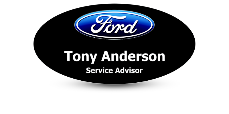 Ford dealership name badge