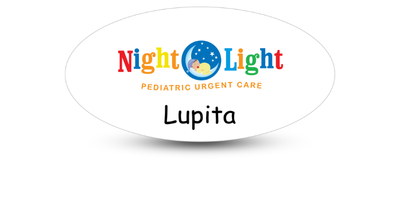 medical clinic name tag with full color logo