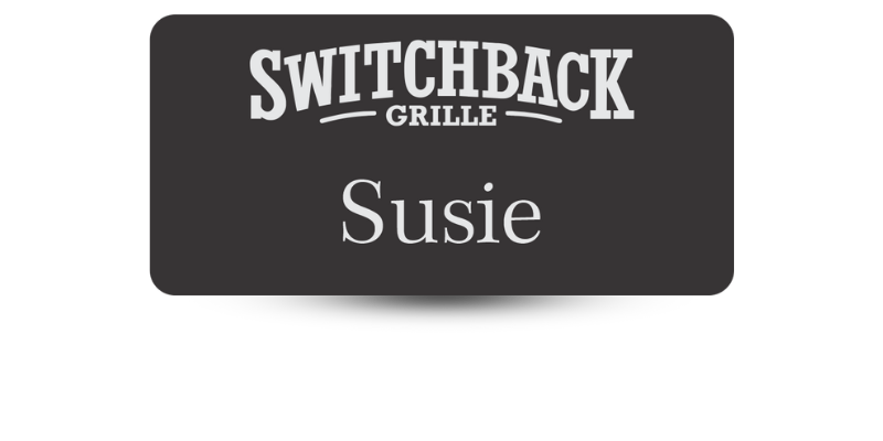 restaurant name badge