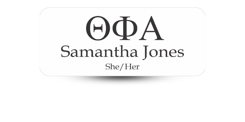 sorority name badge