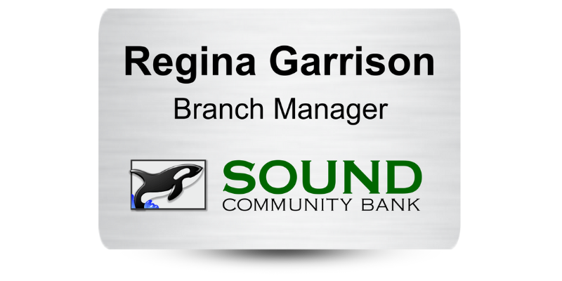 bank name tag with job title
