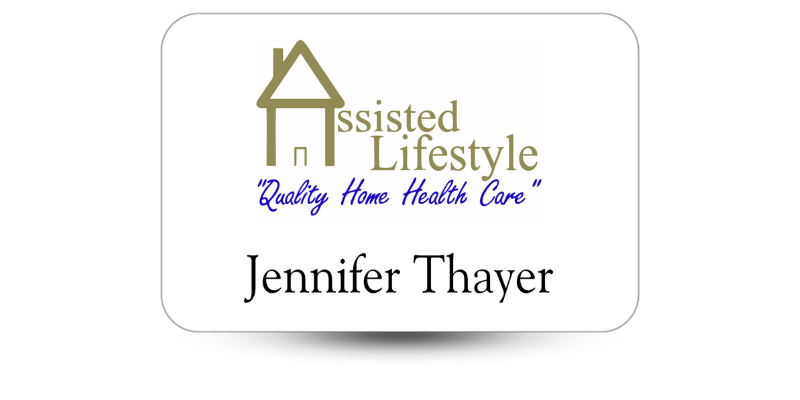 assisted living name badge