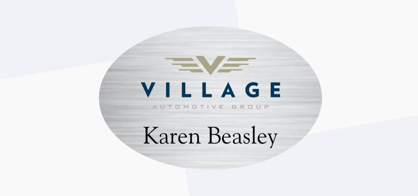 silver oval name tag design